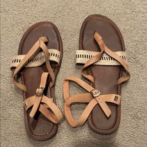 Toms Tan and Brown Sandals